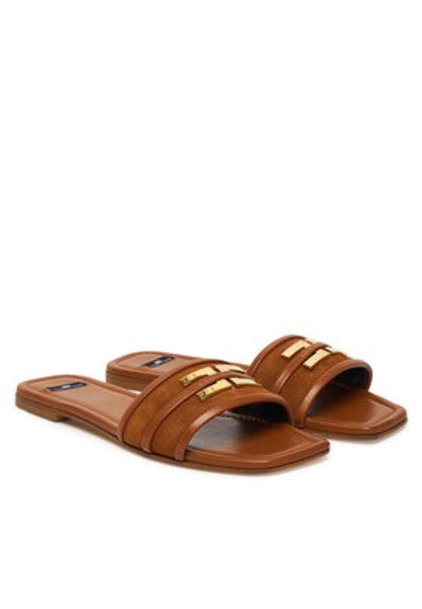 Elisabetta Franchi Klapki SA72L61E2 Brązowy. Kolor: brązowy. Materiał: skóra, zamsz