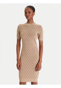 Guess Sukienka dzianinowa W3YK39 Z37K0 Beżowy Slim Fit. Kolor: beżowy. Materiał: wiskoza #1
