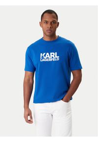 Karl Lagerfeld - KARL LAGERFELD T-Shirt 755780 561235 Niebieski Regular Fit. Typ kołnierza: dekolt w karo. Kolor: niebieski. Materiał: bawełna #1