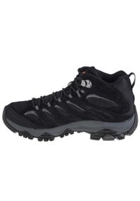 Buty trekkingowe męskie Merrell Moab 3 Mid Gtx Gore-tex. Wysokość cholewki: za kostkę. Zapięcie: sznurówki. Kolor: wielokolorowy, szary, czarny. Materiał: materiał, skóra, syntetyk. Szerokość cholewki: normalna. Technologia: Gore-Tex