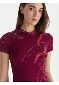 Desigual T-Shirt Lala 25WWTK16 Bordowy Regular Fit. Kolor: czerwony. Materiał: wiskoza #4