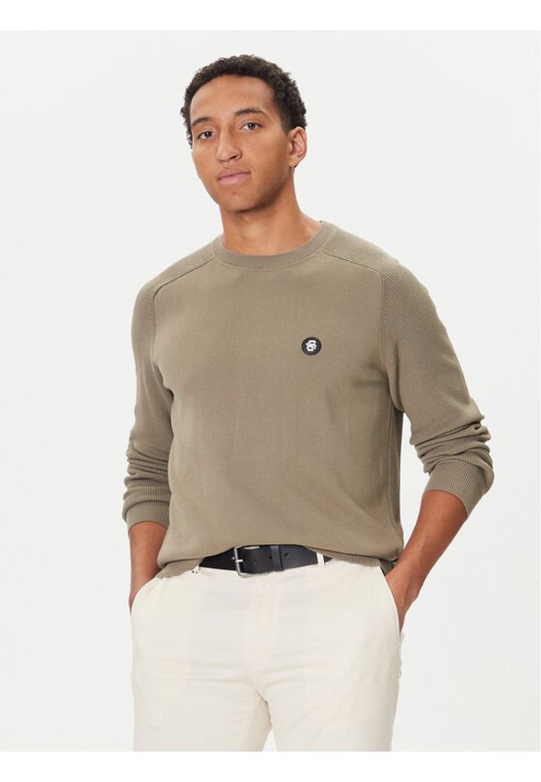 BOSS Sweter C-Illian 50543136 Beżowy Regular Fit. Kolor: beżowy. Materiał: bawełna