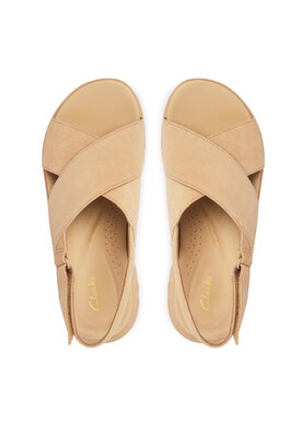 Clarks Sandały DashLite Wish 26185883 Beżowy. Kolor: beżowy. Materiał: skóra, zamsz