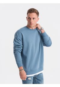 Ombre Clothing - Bluza męska OVERSIZE z imitacją koszulki - niebieska V5 OM-SSNZ-0126 - XXL. Kolor: niebieski. Materiał: poliester, bawełna. Styl: klasyczny #4