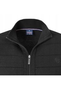 Rozpinany Sweter Męski (Kardigan) - Pako Jeans - Czarny. Kolor: czarny. Materiał: bawełna