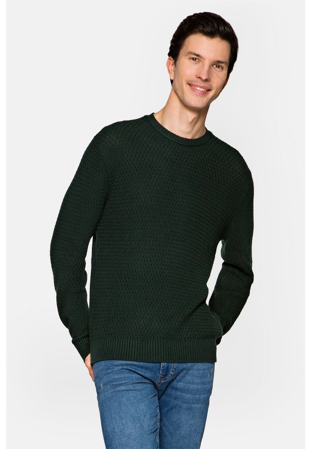 Lancerto - Sweter Zielony Bawełniany Miguel. Kolor: zielony. Materiał: bawełna