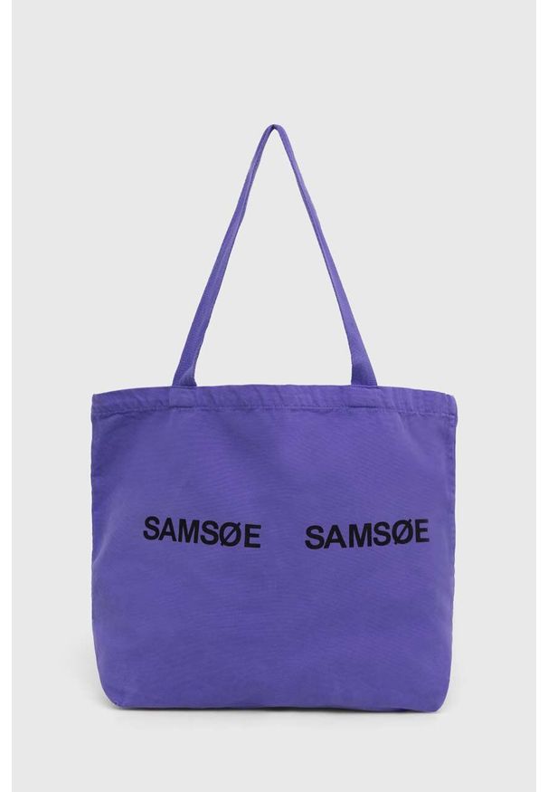 Samsoe & Samsoe - Samsoe Samsoe torebka kolor fioletowy. Kolor: fioletowy. Wzór: nadruk. Materiał: z nadrukiem. Rodzaj torebki: na ramię