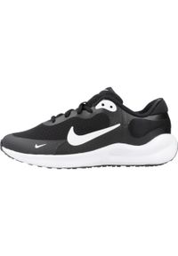 Buty do biegania dla dzieci Nike Revolution 7. Zapięcie: sznurówki. Kolor: czarny, biały, wielokolorowy. Materiał: syntetyk, tkanina, materiał. Szerokość cholewki: normalna. Model: Nike Revolution. Sport: bieganie