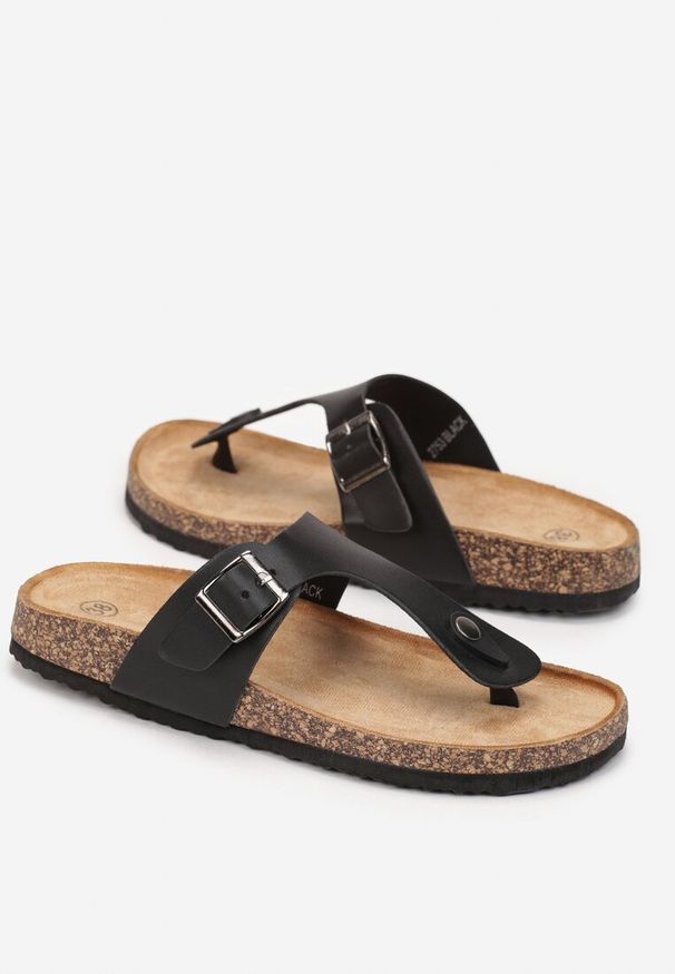 Renee - Czarne Japonki z Szerokim Paskiem z Klamerką Tremeda. Okazja: na spacer, na plażę, na co dzień. Kolor: czarny. Sezon: lato. Styl: casual