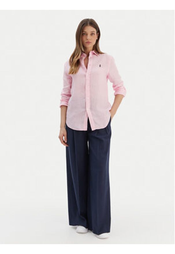 Polo Ralph Lauren Koszula 211970730514 Różowy Regular Fit. Typ kołnierza: polo. Kolor: różowy. Materiał: len