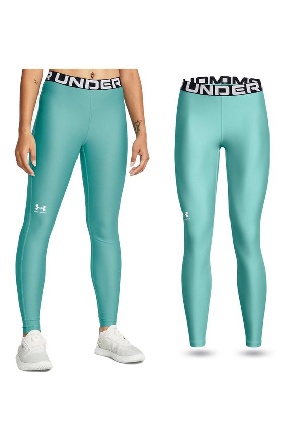 Under Armour - Legginsy treningowe damskie UNDER ARMOUR szybkoschnące termoaktywne. Kolor: niebieski. Sport: bieganie, fitness