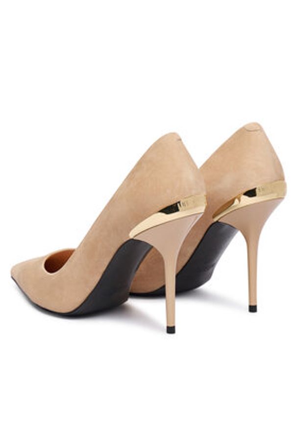 Love Moschino - LOVE MOSCHINO Szpilki JA10459G0NJA0104 Beżowy. Kolor: beżowy. Materiał: skóra, zamsz. Obcas: na szpilce