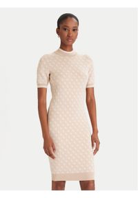 Guess Sukienka dzianinowa W3YK39 Z37K0 Beżowy Slim Fit. Kolor: beżowy. Materiał: wiskoza #1