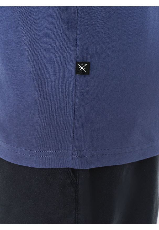 Pako Lorente - PAKO LORENTE – Bawełniany granatowy t-shirt z okrągłym dekoltem. Okazja: na co dzień. Kolor: niebieski. Materiał: bawełna. Styl: casual