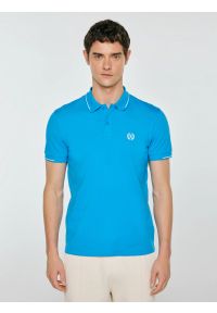 Big-Star - Koszulka męska polo niebieska Polian 401. Typ kołnierza: polo. Kolor: niebieski. Materiał: dzianina, bawełna. Wzór: haft, paski, ze splotem. Styl: sportowy #1