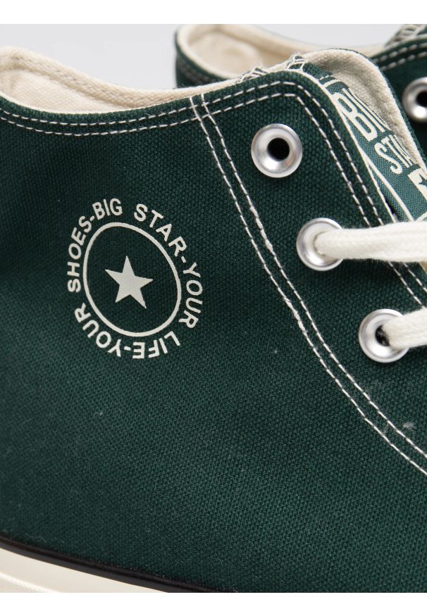 Big-Star - Trampki męskie wysokie zielone SS174291 304. Okazja: na co dzień, na spacer. Wysokość cholewki: przed kolano. Nosek buta: okrągły. Kolor: zielony. Materiał: materiał. Szerokość cholewki: normalna. Styl: casual, elegancki