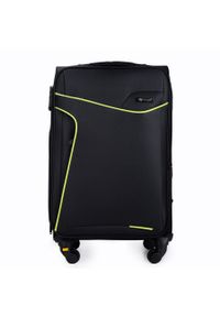 Średnia walizka miękka M Solier STL1651 czarno-zielona. Kolor: wielokolorowy, zielony, czarny. Materiał: materiał