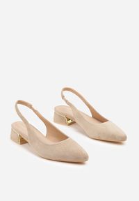 Born2be - Ciemnobeżowe Sandały Vices na Stożkowym Obcasie ze Skórzaną Wkładką i Odkrytą Piętą Selandra. Kolor: beżowy. Materiał: skóra. Sezon: lato. Obcas: na obcasie. Wysokość obcasa: średni #6