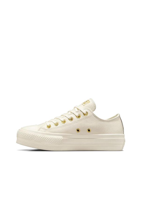 Converse - Buty CONVERSE CHUCK TAYLOR ALL STAR PLATFORM GOLDEN HITS Biały. Kolor: beżowy. Materiał: tkanina, skóra. Obcas: na platformie