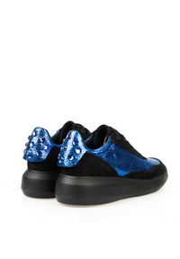 Geox Sneakersy "Rubidia" | D84APD 021Y2 | Rubidia | Kobieta | Czarny, Niebieski. Kolor: niebieski, wielokolorowy, czarny. Materiał: skóra. Szerokość cholewki: normalna. Wzór: aplikacja