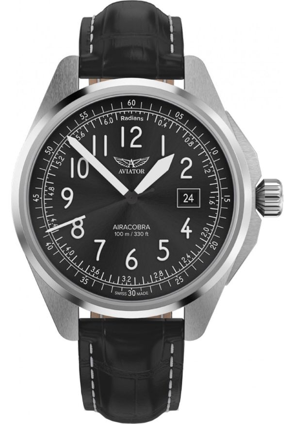 AVIATOR - Zegarek Aviator Zegarek męski Aviator V.1.38.0.322.4 czarny. Kolor: czarny