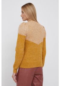 Vero Moda Sweter z domieszką wełny damski kolor żółty ciepły z półgolfem. Okazja: na co dzień. Kolor: żółty. Materiał: wełna. Długość rękawa: długi rękaw. Długość: długie. Wzór: ze splotem. Styl: casual #4