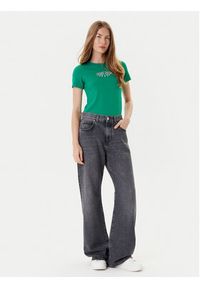 Guess Jeans T-Shirt W5YI04 J1314 Zielony Slim Fit. Kolor: zielony. Materiał: bawełna