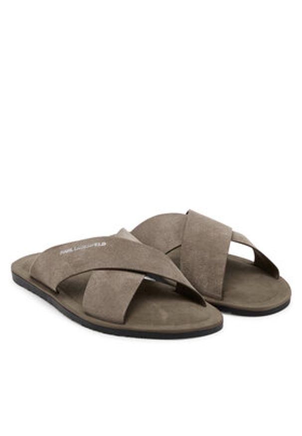 Karl Lagerfeld - KARL LAGERFELD Klapki Kastor III KL70214 Szary. Kolor: szary. Materiał: skóra