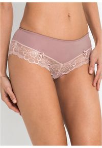 bonprix - Figi panty. Kolor: różowy. Materiał: bawełna, koronka, materiał