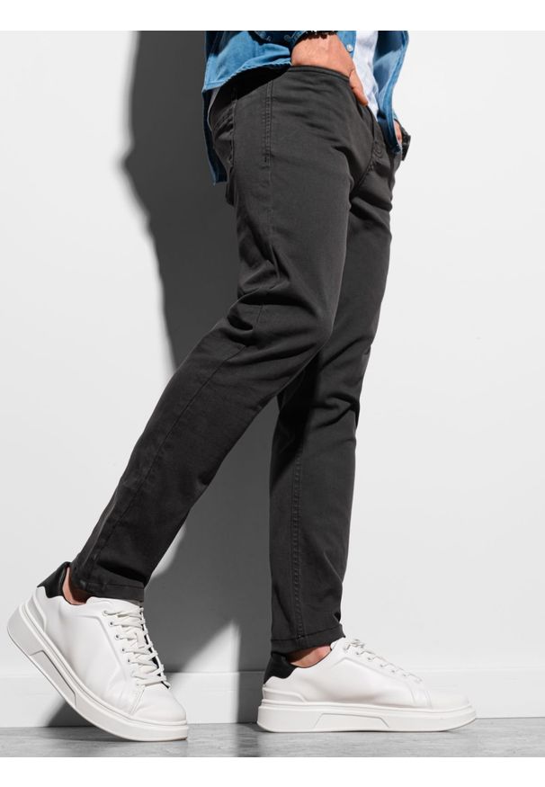 Ombre Clothing - Spodnie męskie chino P990 - czarne - M. Okazja: na co dzień. Kolor: czarny. Materiał: elastan, bawełna. Styl: casual, klasyczny, elegancki