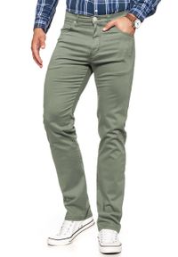 Wrangler - WRANGLER SPODNIE MĘSKIE ARIZONA DUSTY GREEN W12ORW457. Materiał: materiał