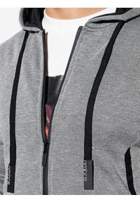 Ombre Clothing - Bluza męska rozpinana z kapturem B1076 - szary melanż - XL. Typ kołnierza: kaptur. Kolor: szary. Materiał: poliester, bawełna. Wzór: melanż