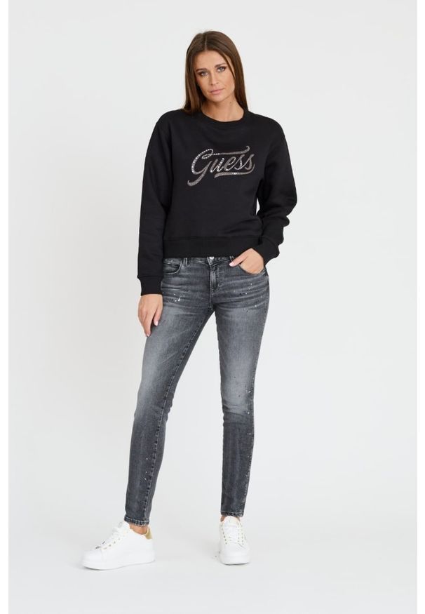 Guess - GUESS Czarna bluza z cyrkoniami. Kolor: czarny