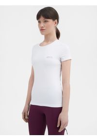 4f - Koszulka trekkingowa szybkoschnąca damska. Kolor: biały. Materiał: materiał, włókno, dzianina