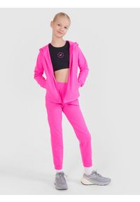 4f - 4F Spodnie sportowe szybkoschnące dziewczęce - różowe 146/152 (10-12 lat). Kolor: różowy. Materiał: elastan, materiał, włókno, dzianina, syntetyk. Wzór: ze splotem, jednolity. Sezon: lato. Sport: fitness #1