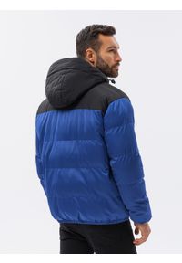 Ombre Clothing - Kurtka męska pikowana - niebieska V1 - Rozmiar: XL. Kolor: niebieski. Materiał: poliester. Sezon: zima #8