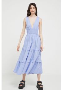 Abercrombie & Fitch sukienka kolor fioletowy midi rozkloszowana. Kolor: fioletowy. Typ sukienki: rozkloszowane. Długość: midi #4