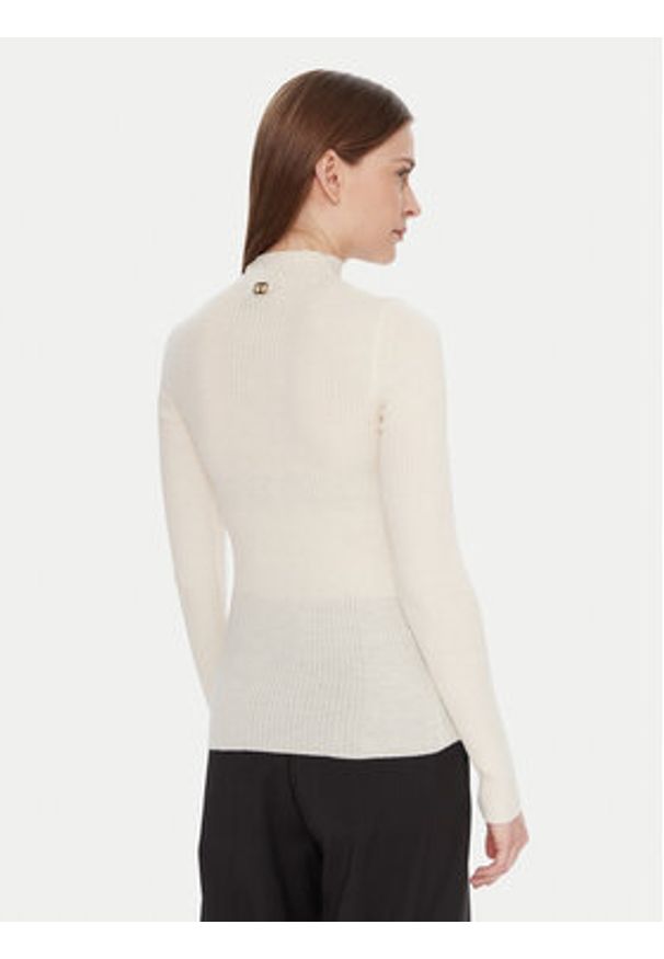 TwinSet - TWINSET Sweter 252TT3111 Écru Slim Fit. Materiał: wełna