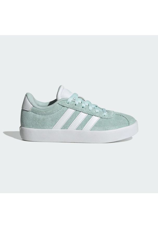 Adidas - Buty VL Court 3.0 Kids. Kolor: biały, wielokolorowy, zielony, czarny. Materiał: zamsz, materiał