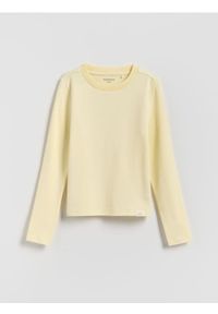 Reserved - Gładka koszulka - jasnożółty. Kolor: żółty. Materiał: bawełna. Wzór: gładki #1