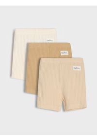 Sinsay - Krótkie legginsy z prążkowanej dzianiny z ozdobną naszywką 3 pack - brązowy. Kolor: brązowy. Materiał: dzianina, prążkowany. Długość: krótkie. Wzór: aplikacja