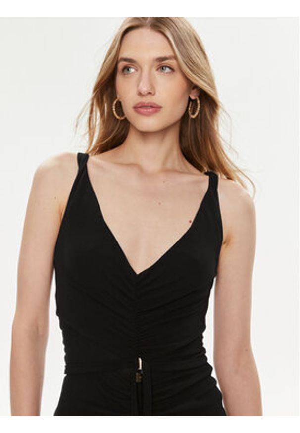 Elisabetta Franchi Sukienka wieczorowa AB-590-42E2-V760 Czarny Slim Fit. Kolor: czarny. Materiał: syntetyk. Styl: wizytowy