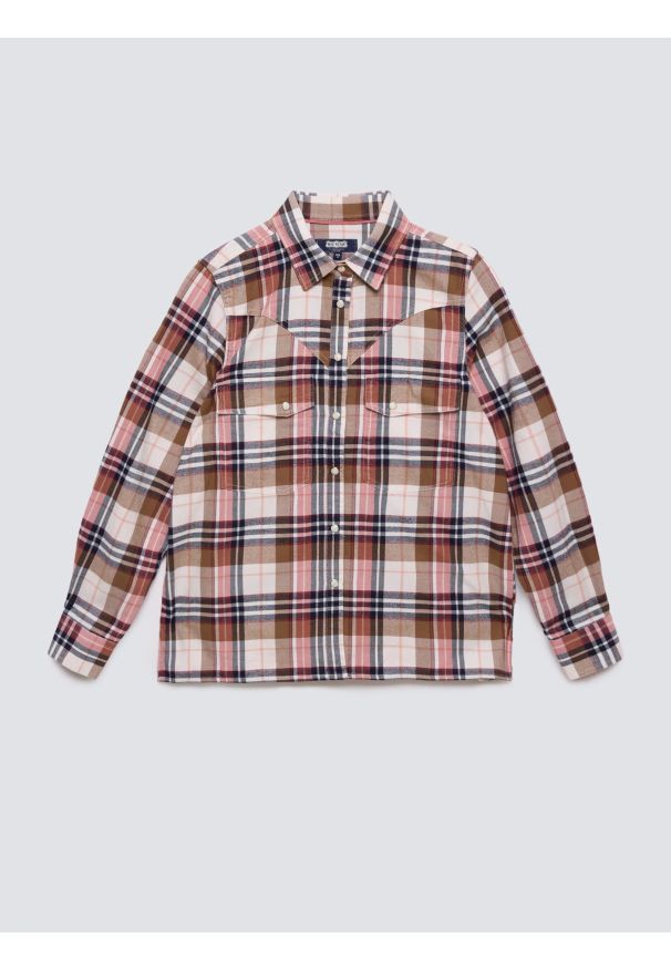 Big-Star - Koszula damska flanelowa w kratę z kolekcji Authentic różowa Nonu 000. Kolor: wielokolorowy. Materiał: tkanina, bawełna. Wzór: kolorowy, ze splotem, kratka