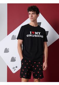 Sinsay - Bawełniana piżama dwuczęściowa z nadrukiem - czarny. Kolor: czarny. Materiał: bawełna. Wzór: nadruk #1