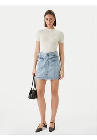 Morgan Spódnica jeansowa 251-JOLAM Błękitny Regular Fit. Kolor: niebieski. Materiał: bawełna #5