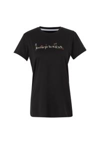 Regatta - T-shirt Damski Napisy Fingal IX. Kolor: czarny. Wzór: napisy
