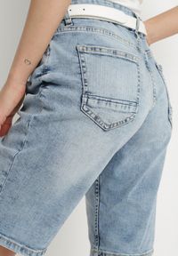 Born2be - Jasnoniebieskie Szorty Jeansowe o Prostym Kroju Tilamere. Okazja: na co dzień. Kolor: niebieski. Materiał: jeans. Styl: klasyczny, elegancki, casual #3