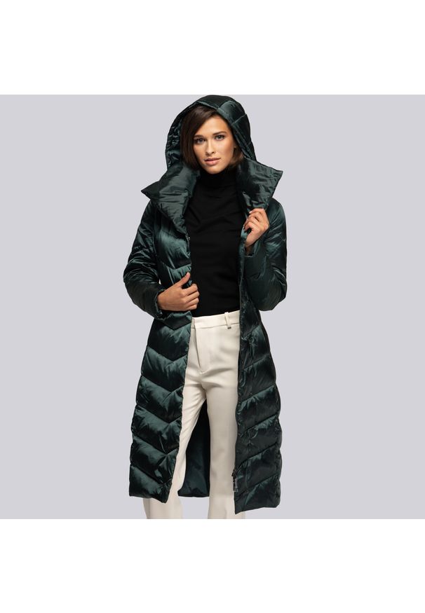Wittchen - Damski płaszcz puchowy z kapturem. Typ kołnierza: kaptur. Kolor: zielony. Materiał: nylon. Sezon: jesień, zima. Styl: elegancki