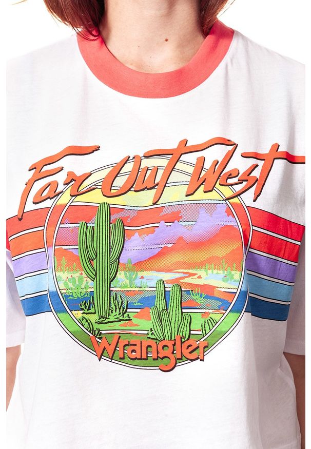 Wrangler - WRANGLER T SHIRT DAMSKI T-SHIRTS CROP 80´S TEE WH W7013EV12 112130880. Wzór: napisy