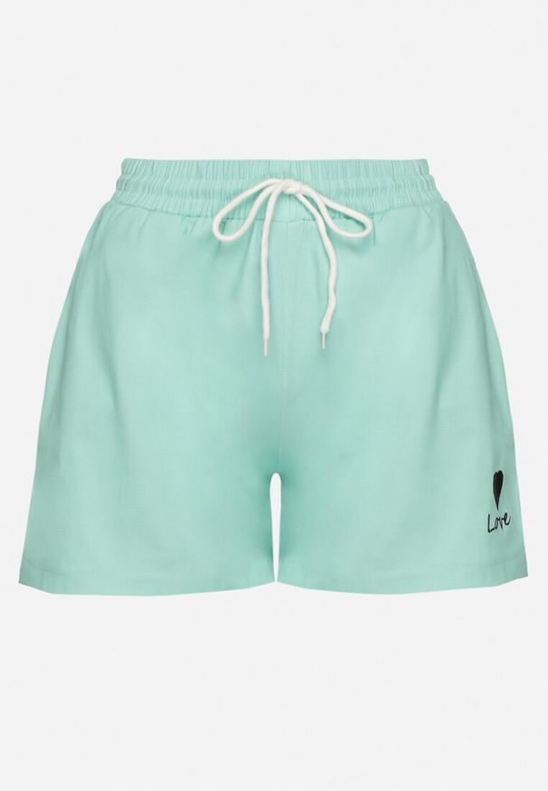 Born2be - Jasnozielone Dresowe Szorty o Prostym Kroju z Wiązaniem i Kieszeniami Foladea. Okazja: na co dzień, na spacer. Kolor: zielony. Materiał: dresówka. Styl: klasyczny, casual